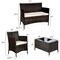 4 Pieces Comfortable Outdoor Rattan Sofa Set With Glass Coffee Table